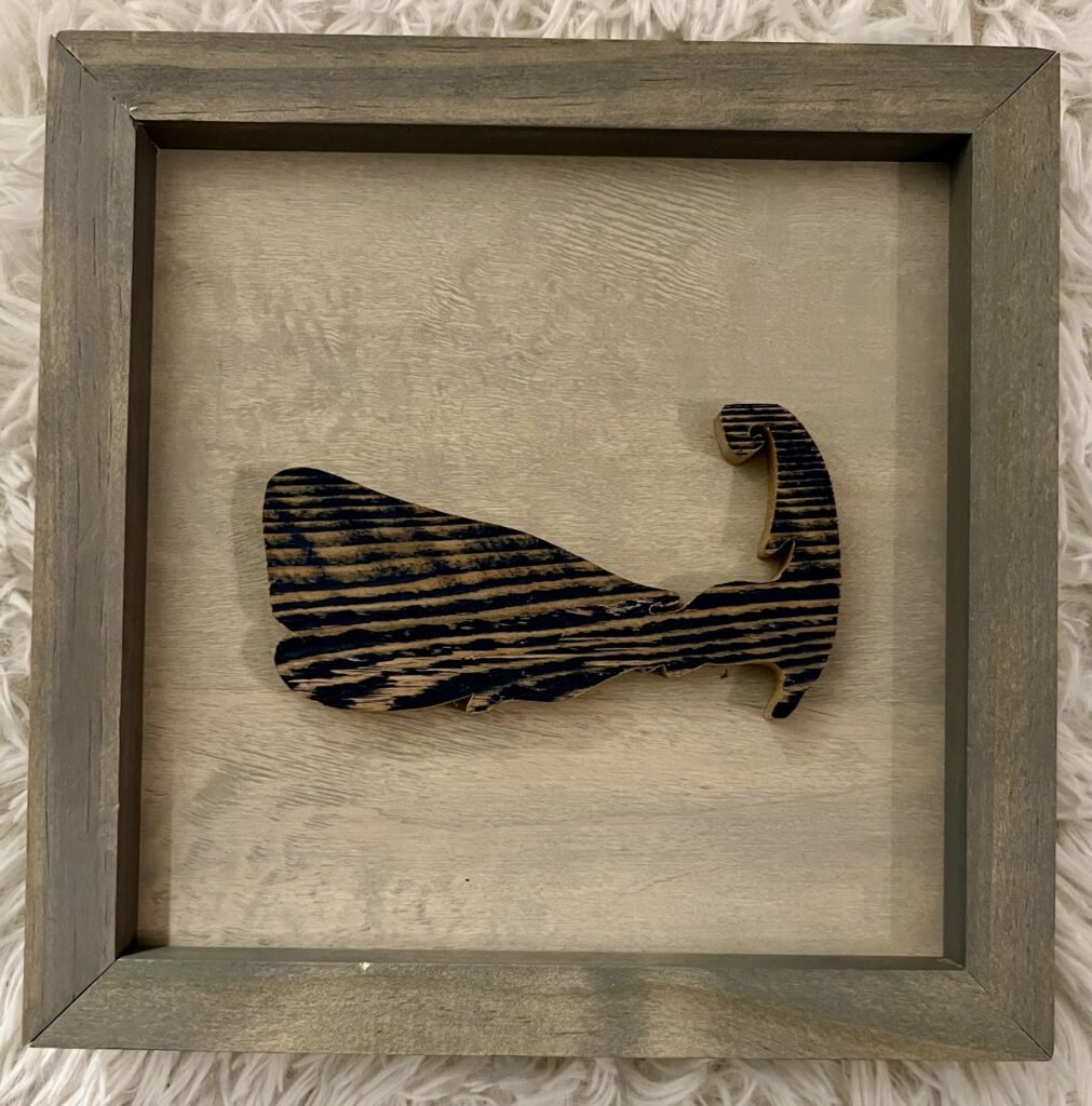 8.5x8.5 mini whale logo framed